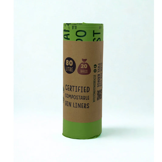80L Bin Liners | 1 Roll of 20 Bags | Eco Green Living - EcoGreenLiving