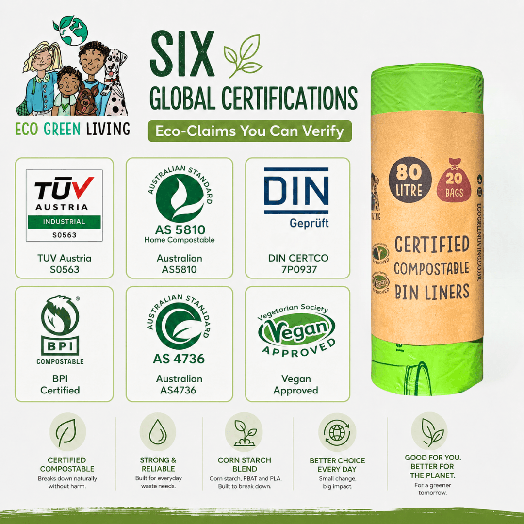 80L Bin Liners | 1 Roll of 20 Bags | Eco Green Living - EcoGreenLiving