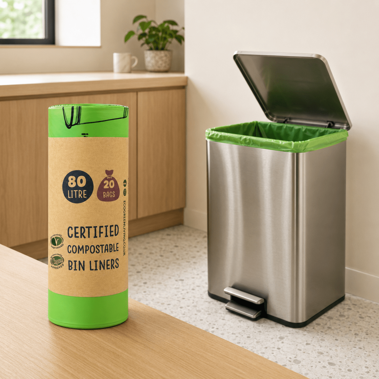 80L Bin Liners | 1 Roll of 20 Bags | Eco Green Living - EcoGreenLiving