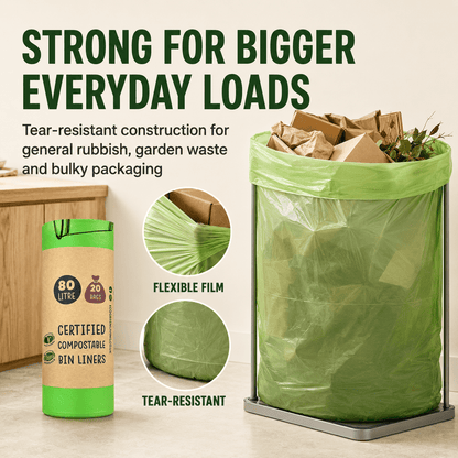80L Bin Liners | 1 Roll of 20 Bags | Eco Green Living - EcoGreenLiving