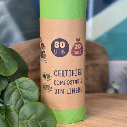 80L Bin Liners | 1 Roll of 20 Bags | Eco Green Living - EcoGreenLiving
