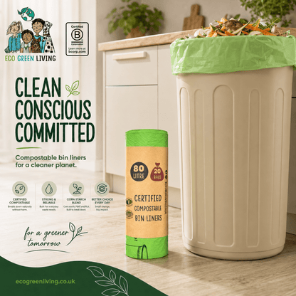 80L Bin Liners | 1 Roll of 20 Bags | Eco Green Living - EcoGreenLiving