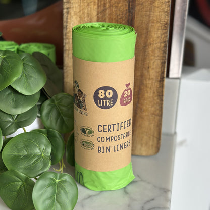 80L Bin Liners | 1 Roll of 20 Bags | Eco Green Living - EcoGreenLiving