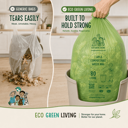 80L Bin Liners | 1 Roll of 20 Bags | Eco Green Living - EcoGreenLiving
