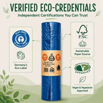 90L Recycled Plastic Drawstring Bag |1 Roll of 15Bags | Eco Green Living - EcoGreenLiving
