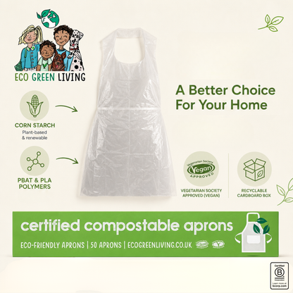 Eco-friendly Certified Compostable Aprons (50 aprons)