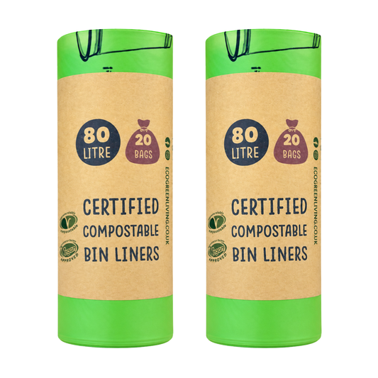 80L Bin Liners | 2 Roll of 20 Bags | Eco Green Living