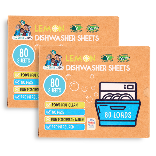 Eco Green Living Dishwasher Sheets – Lemon Scent | 2 Pack | 80 sheets