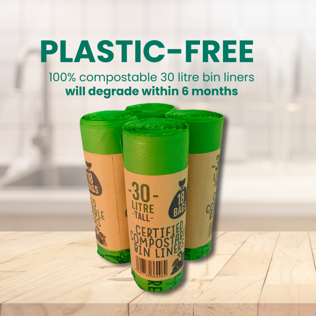 30 Litre Compostable Waste Bags | 4 Rolls of 18 Bags | Eco Green Living