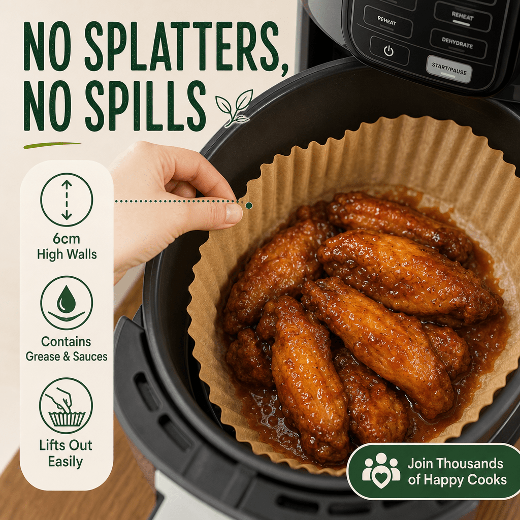 Air Fryer Liners 50 Papers, suitable for all air fryers - EcoGreenLiving