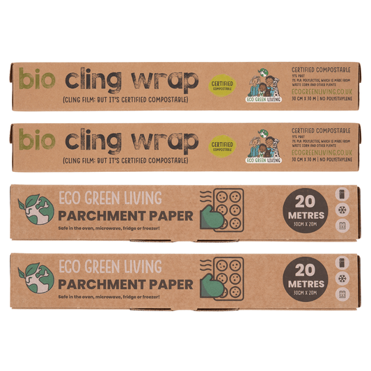 Cling Film 30m x2, Parchment paper 20m, 30cm rolls x2 - EcoGreenLiving
