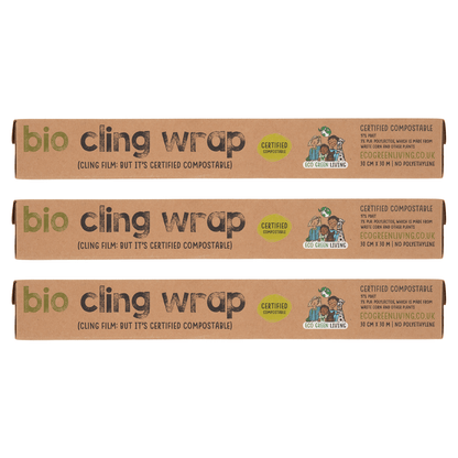 Compostable Cling Film Without The Plastic - Recycled Packaging - 3 x rolls 30cm x 30m - EcoGreenLiving