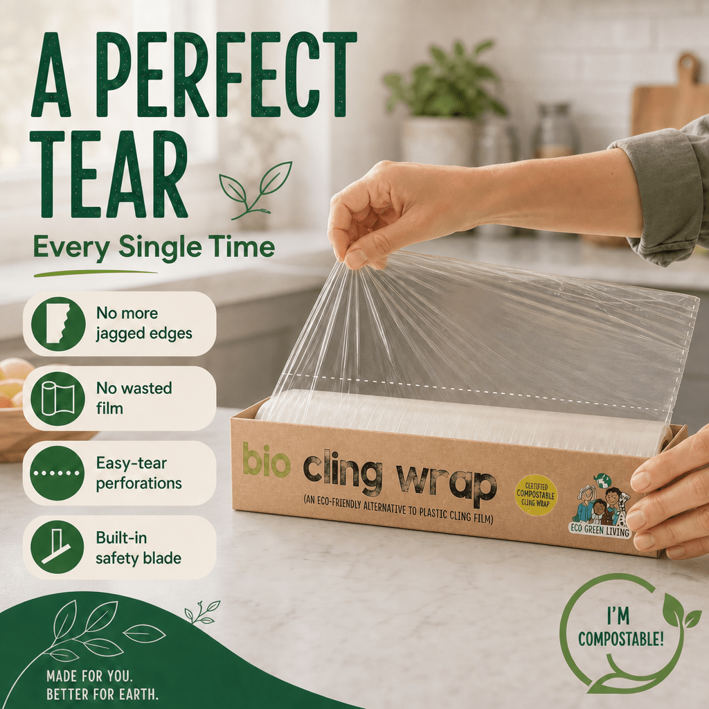 Compostable Cling Film Without The Plastic - Recycled Packaging - 4 x rolls 30cm x 30m - EcoGreenLiving