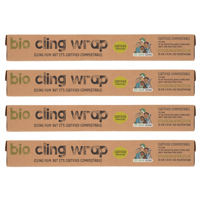 Compostable Cling Film Without The Plastic - Recycled Packaging - 4 x rolls 30cm x 30m - EcoGreenLiving
