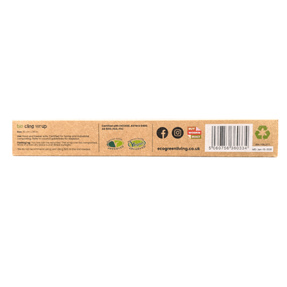 Compostable Cling Film - Zero Plastic - Recycled Packaging - 1 x 30m roll - EcoGreenLiving