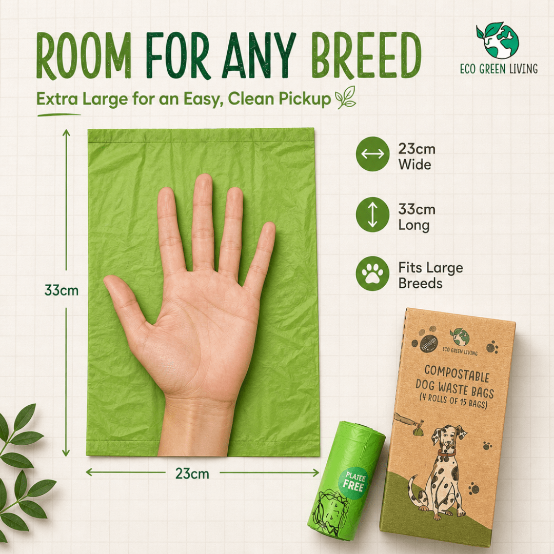 Compostable Dog Waste Bags - EGL - 3 x 4 Rolls of 15 Bags - 180 Bags - EcoGreenLiving