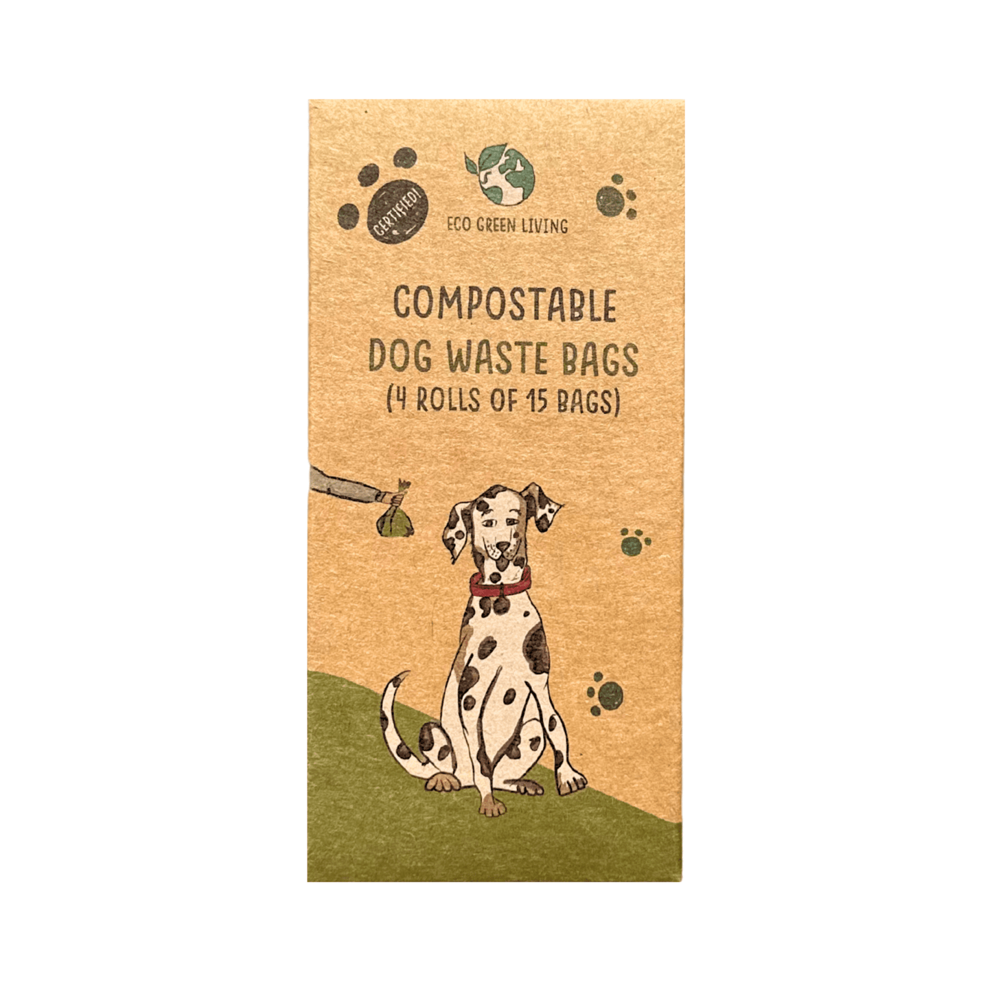 Compostable Dog Waste Bags - EGL - 4 Rolls of 15 Bags - 60 Bags - EcoGreenLiving