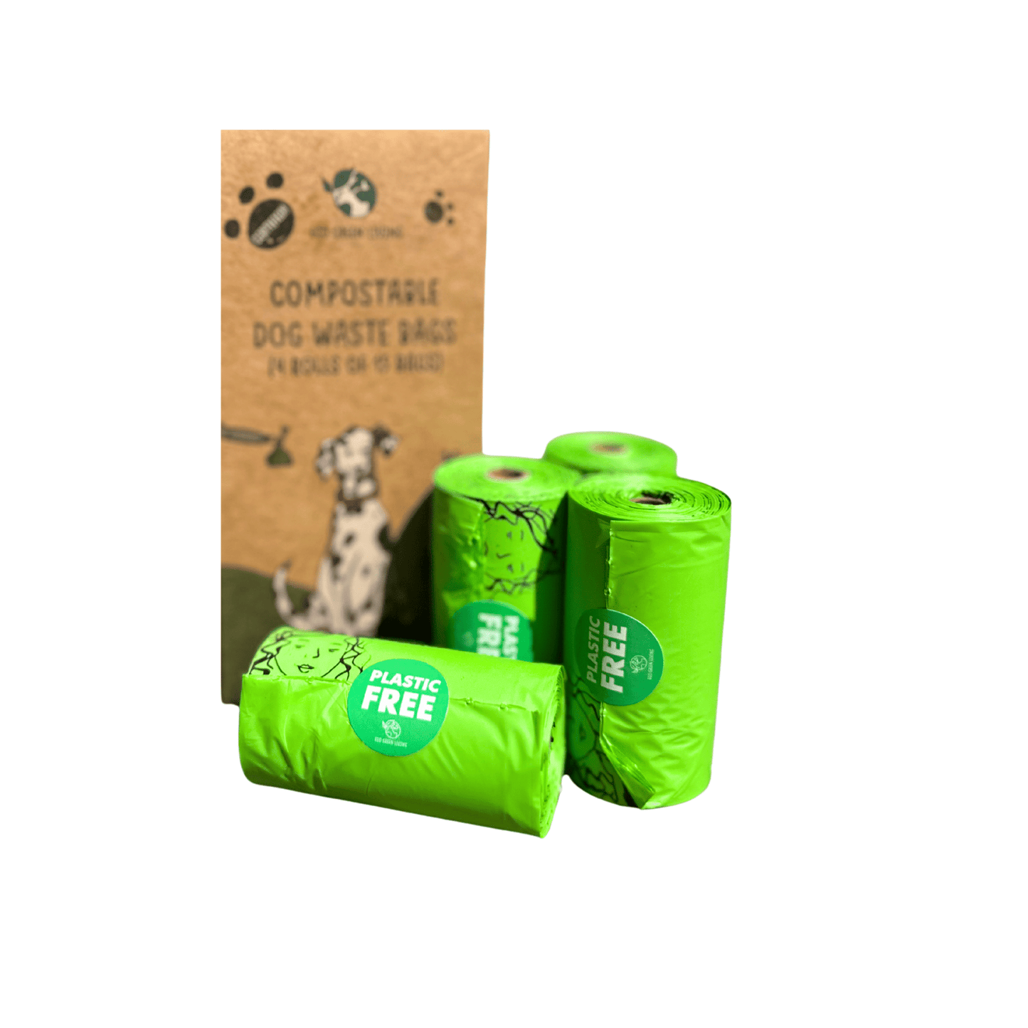 Compostable Dog Waste Bags - EGL - 4 Rolls of 15 Bags - 60 Bags - EcoGreenLiving