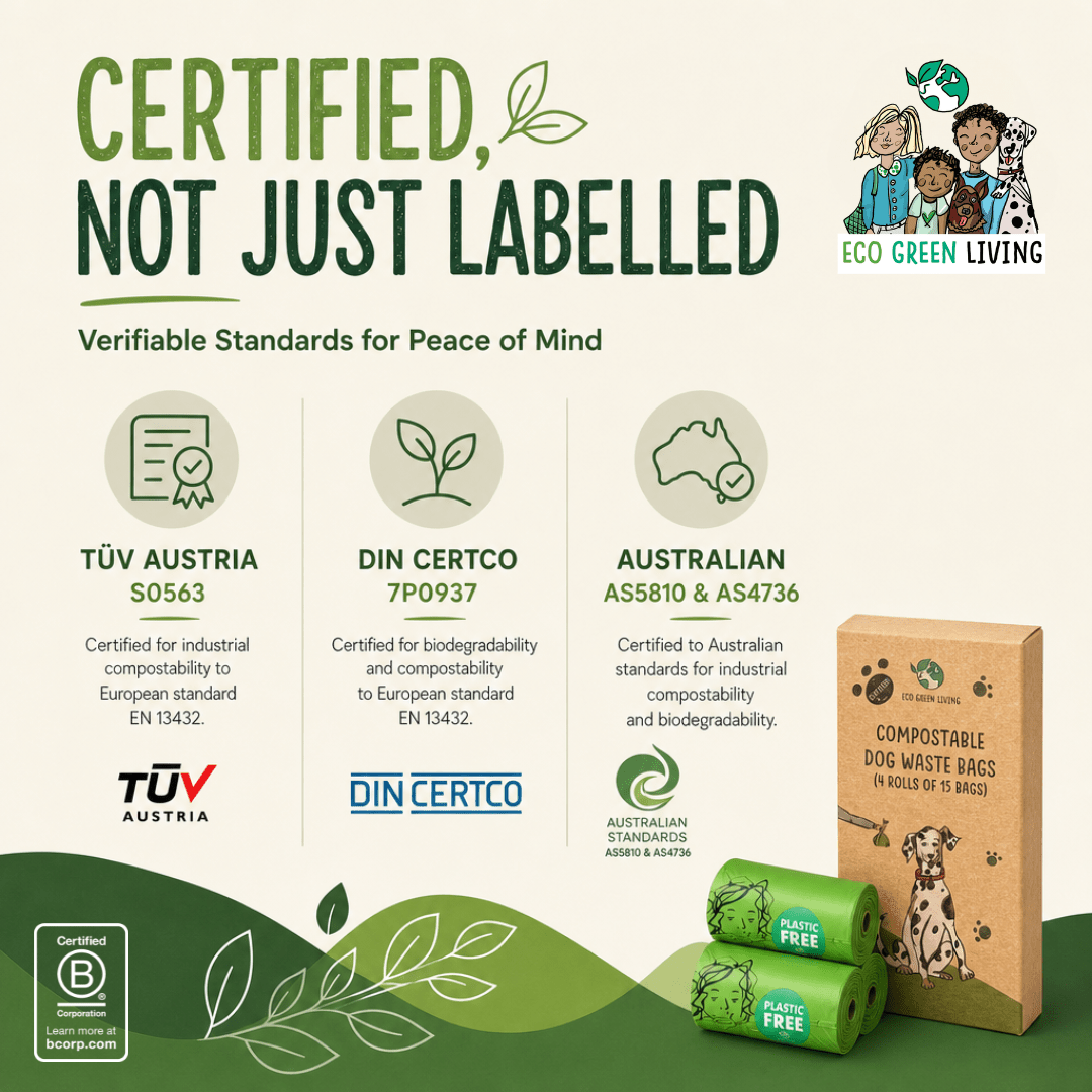 Compostable Dog Waste Bags - EGL - 4 Rolls of 15 Bags - 60 Bags - EcoGreenLiving