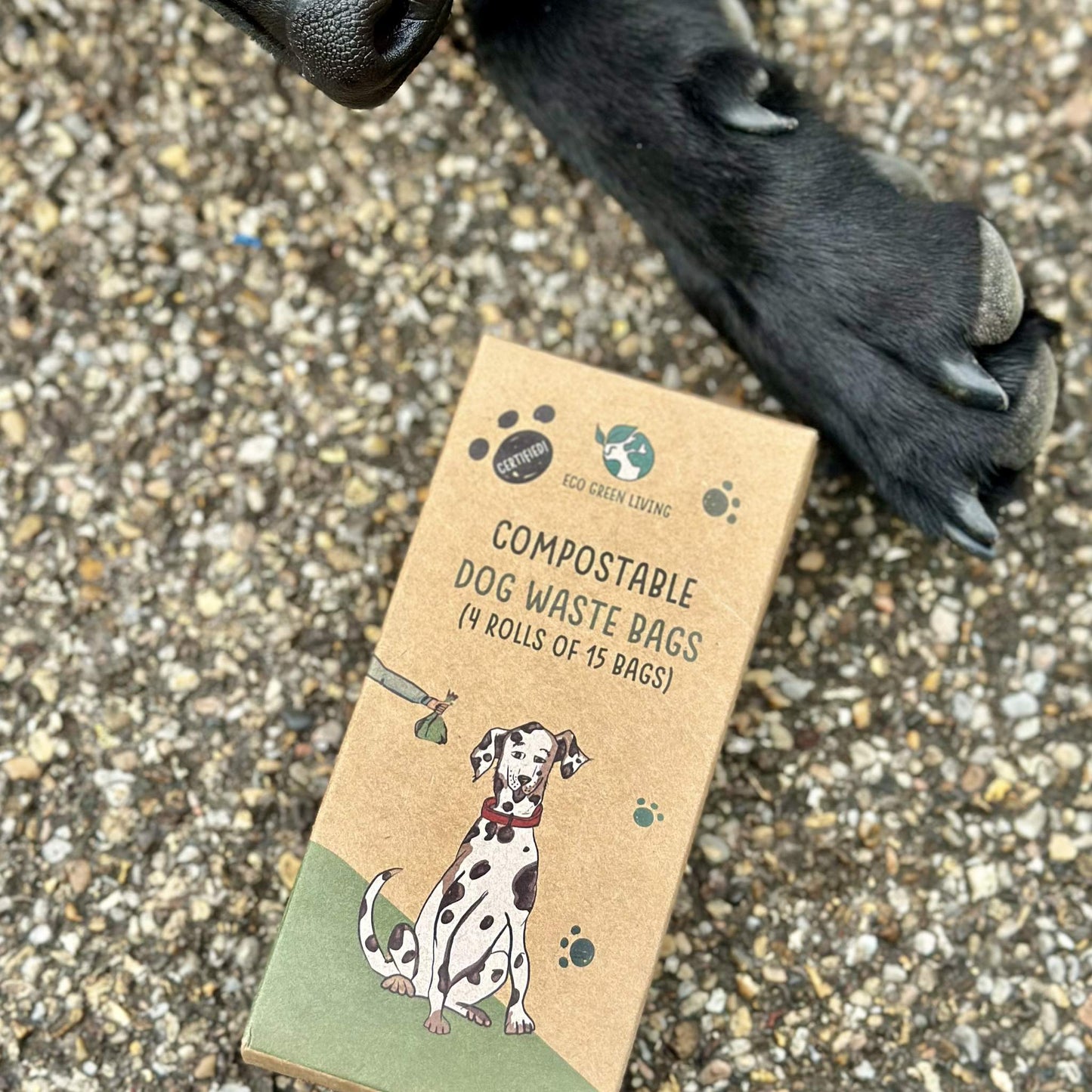 Compostable Dog Waste Bags - EGL - 4 Rolls of 15 Bags - 60 Bags - EcoGreenLiving