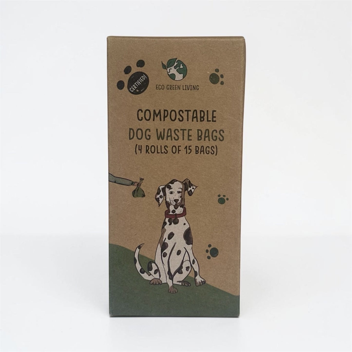 Compostable Dog Waste Bags - EGL - 4 Rolls of 15 Bags - 60 Bags - EcoGreenLiving