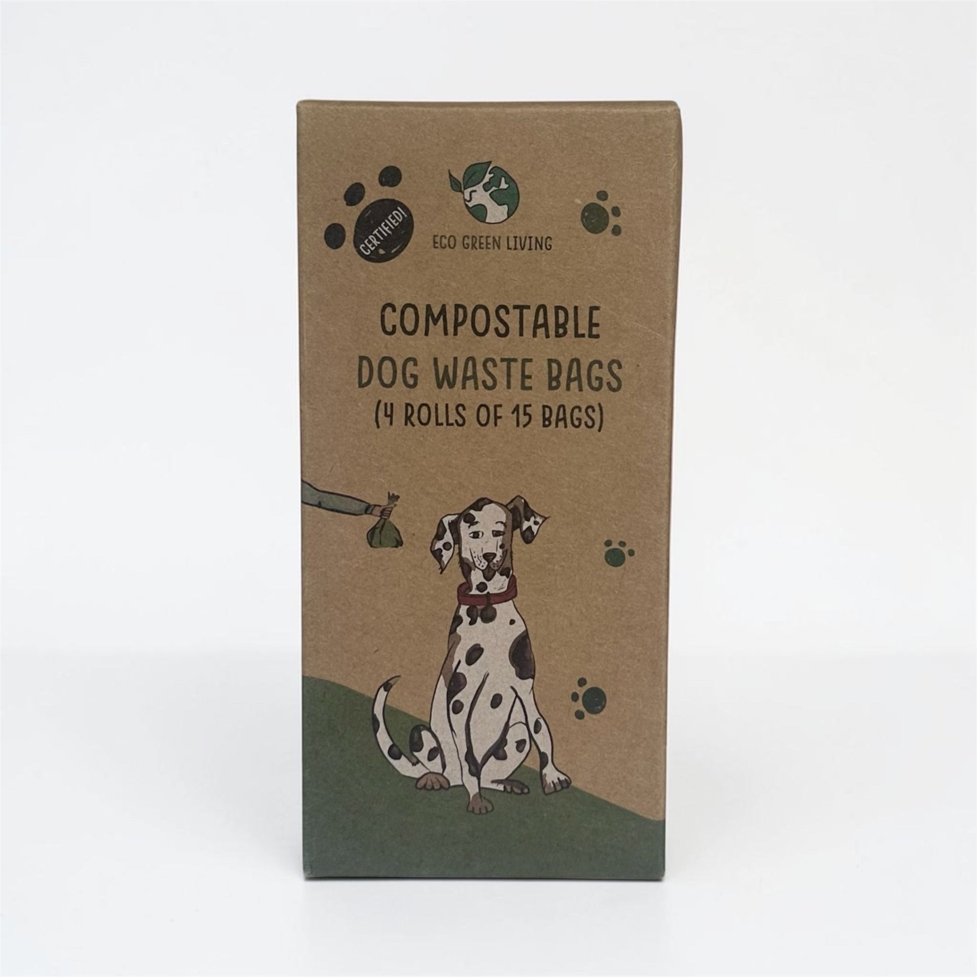 Compostable Dog Waste Bags - EGL - 4 Rolls of 15 Bags - 60 Bags - EcoGreenLiving