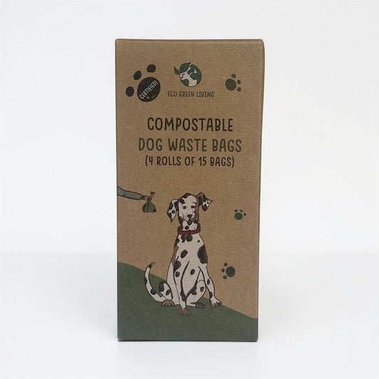 Compostable Dog Waste Bags - EGL - 4 Rolls of 15 Bags - 60 Bags - EcoGreenLiving