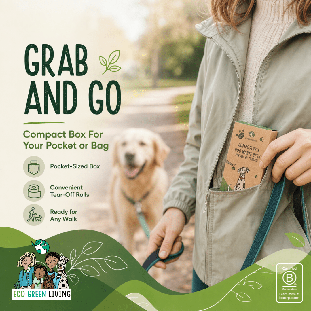 Compostable Dog Waste Bags - EGL - 4 Rolls of 15 Bags - 60 Bags - EcoGreenLiving