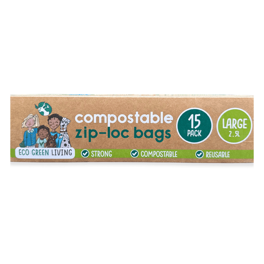 Compostable Resealable Zip lock Bags Large | 2.5 Litre (15 bags) - EcoGreenLiving