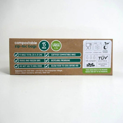 Compostable Resealable Zip lock Bags Large | 2.5 Litre (15 bags) - EcoGreenLiving