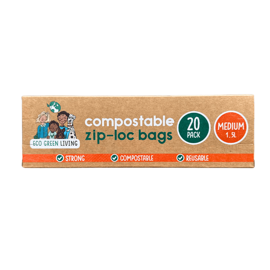 Compostable Resealable Zip Lock Bags Medium | 1.5 Litre (20 bags) - EcoGreenLiving