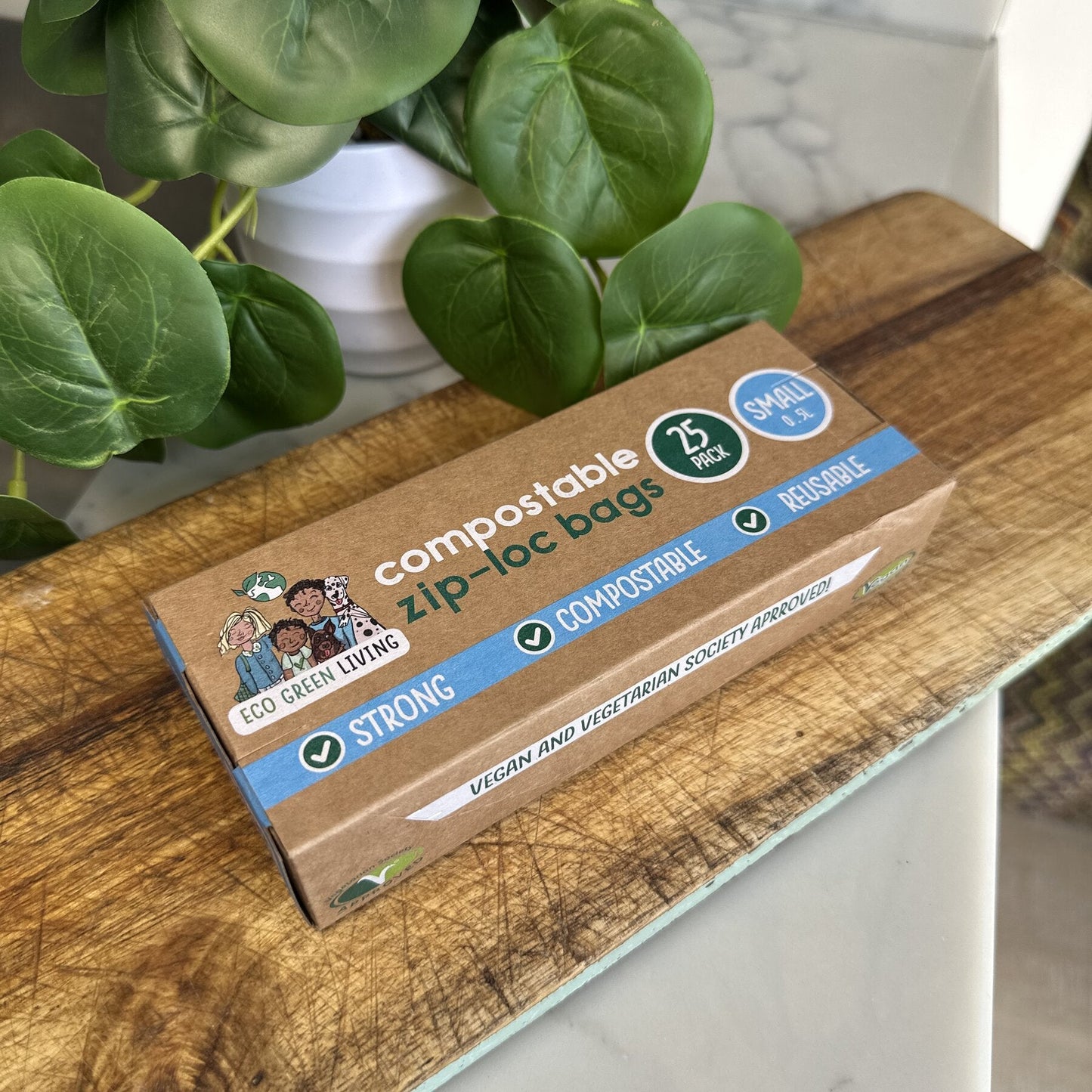 Compostable Resealable Zip Lock Bags Small | 0.5 Litre (25 bags) - EcoGreenLiving