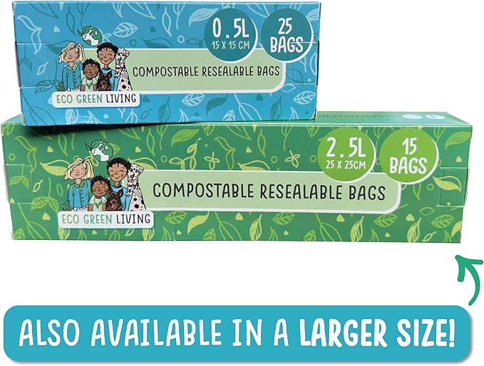 Compostable Resealable Zip lock Bags Small | 0.5 Litre (75 bags) - EcoGreenLiving