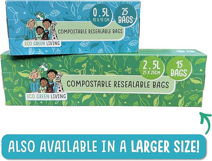 Compostable Resealable Zip lock Bags Small | 0.5 Litre (75 bags) - EcoGreenLiving