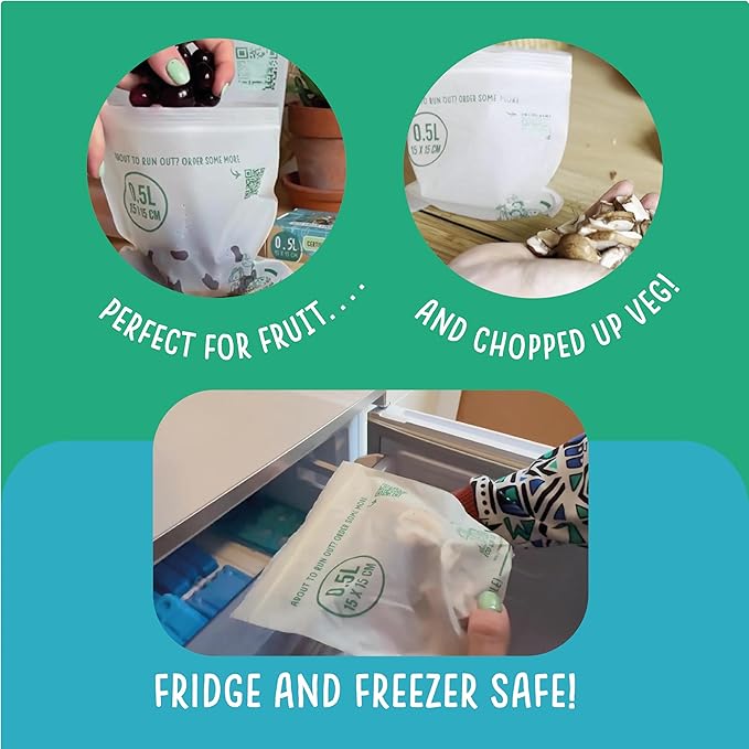 Compostable Resealable Zip lock Bags Small | 0.5 Litre (75 bags) - EcoGreenLiving