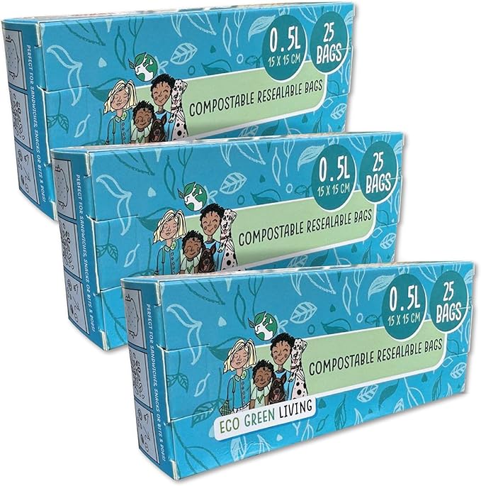 Compostable Resealable Zip lock Bags Small | 0.5 Litre (75 bags) - EcoGreenLiving
