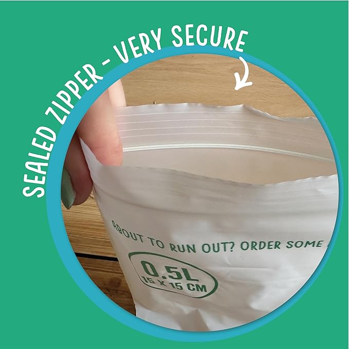 Compostable Resealable Zip lock Bags Small | 0.5 Litre (75 bags) - EcoGreenLiving