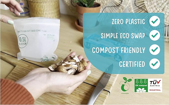 Compostable Resealable Zip lock Bags Small | 0.5 Litre (75 bags) - EcoGreenLiving