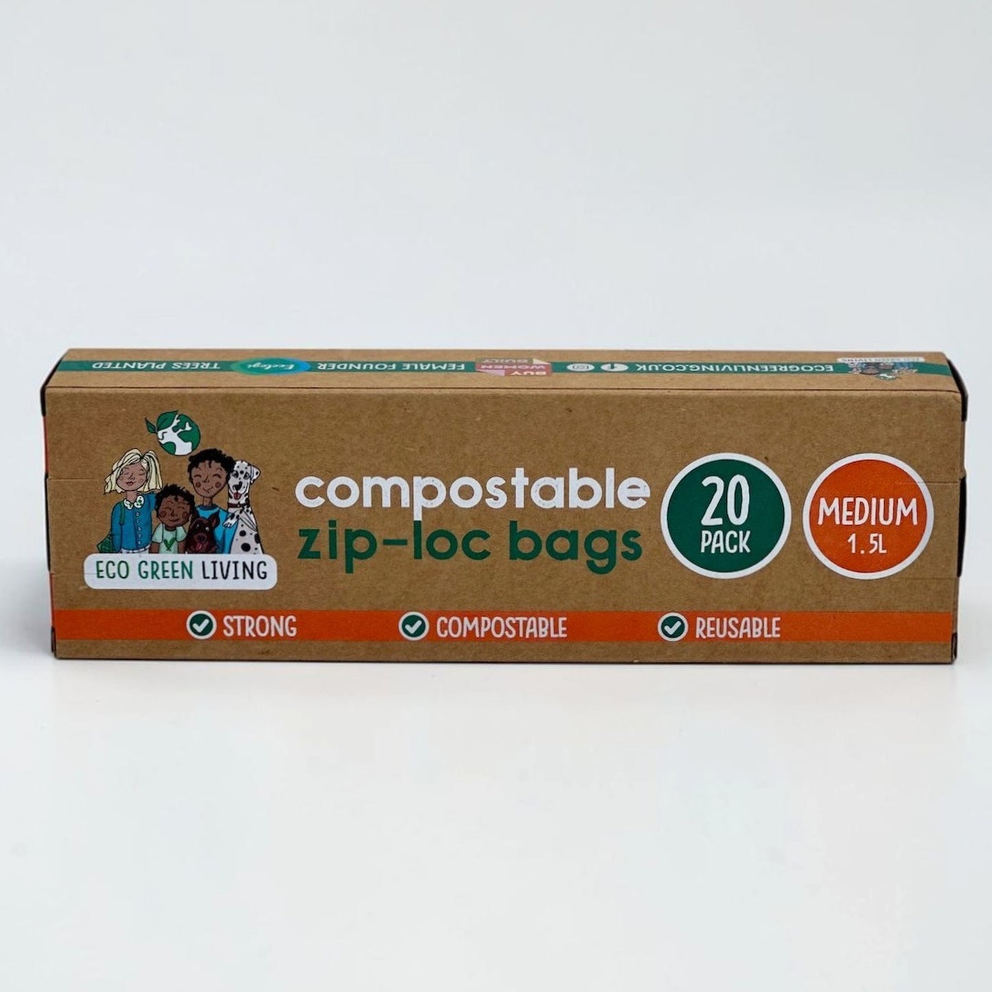 Compostable Resealable Zip Lock Bags Medium | 1.5 Litre (20 bags)