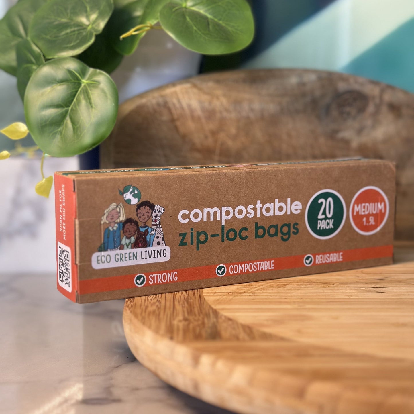 Compostable Resealable Zip Lock Bags Medium | 1.5 Litre (20 bags)