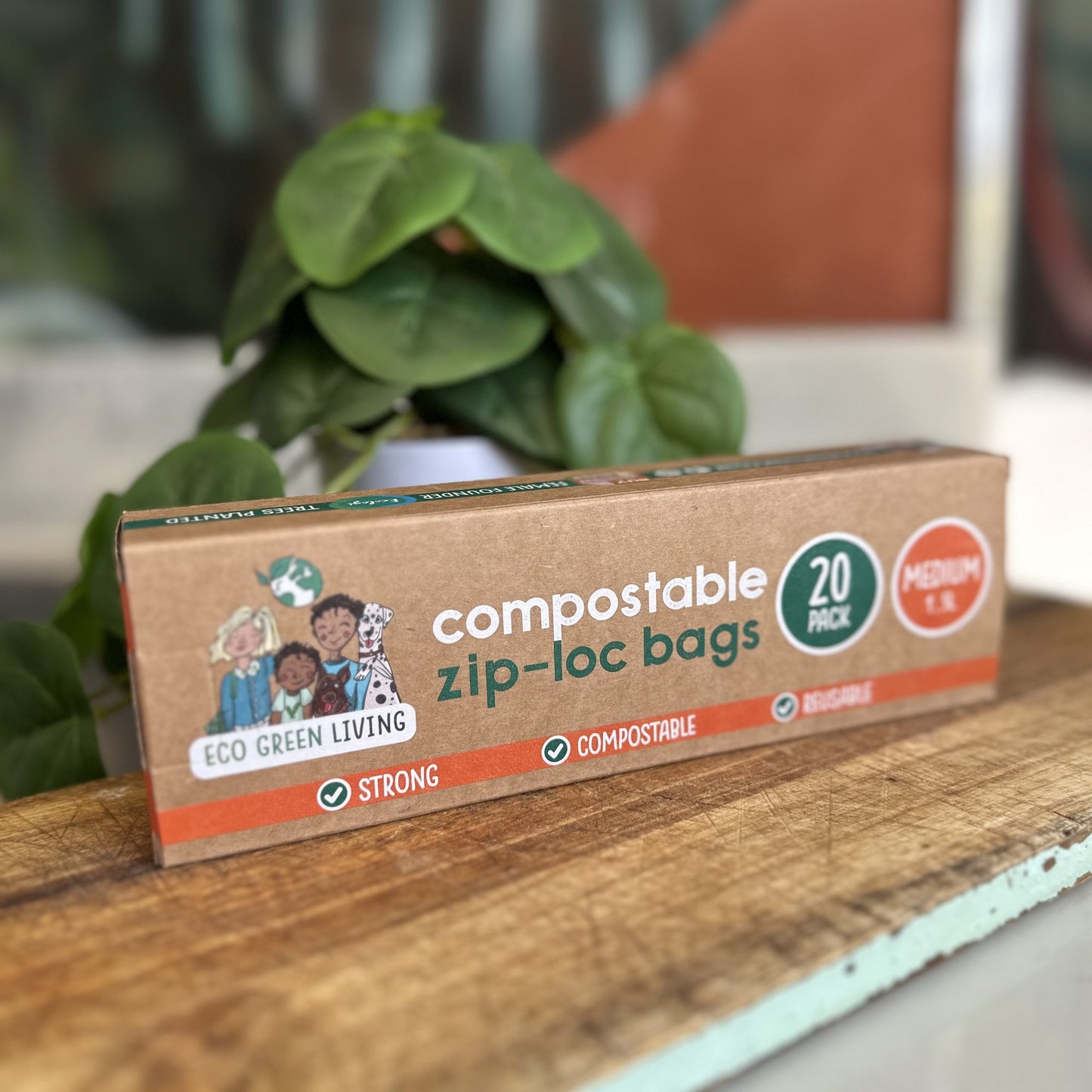 Compostable Resealable Zip Lock Bags Medium | 1.5 Litre (20 bags)