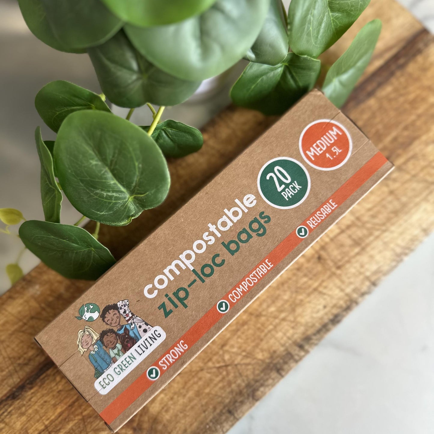 Compostable Resealable Zip Lock Bags Medium | 1.5 Litre (20 bags)