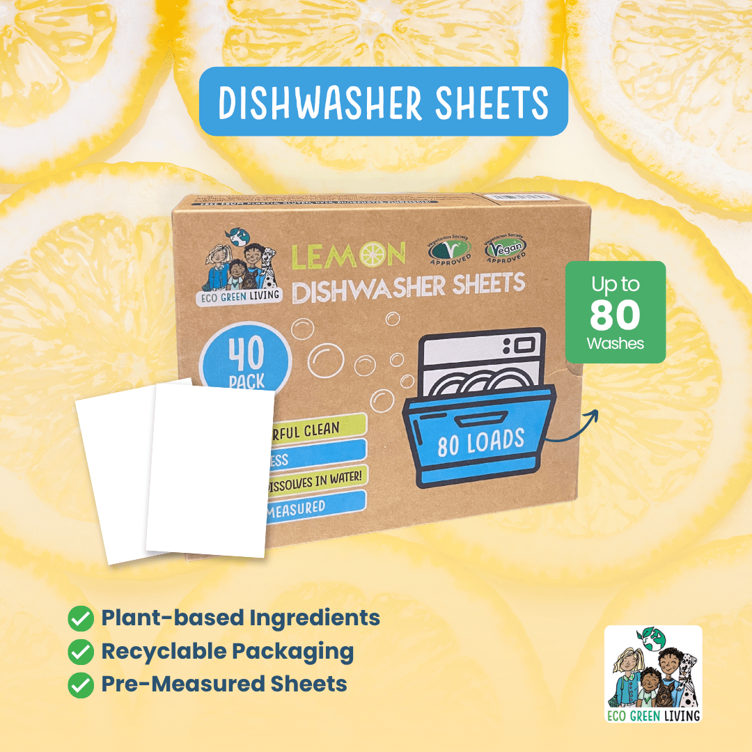 Eco Green Living Dishwasher Sheets – Lemon Scent | 2 Pack | 80 sheets - EcoGreenLiving