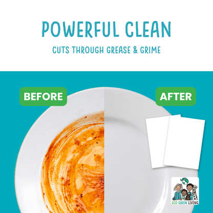 Eco Green Living Dishwasher Sheets – Lemon Scent | 2 Pack | 80 sheets - EcoGreenLiving