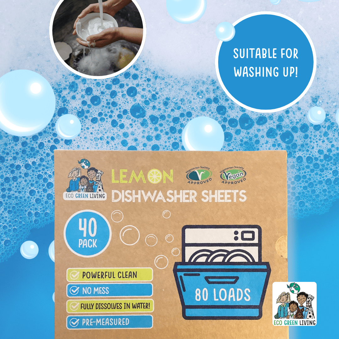 Eco Green Living Dishwasher Sheets – Lemon Scent | 2 Pack | 80 sheets - EcoGreenLiving