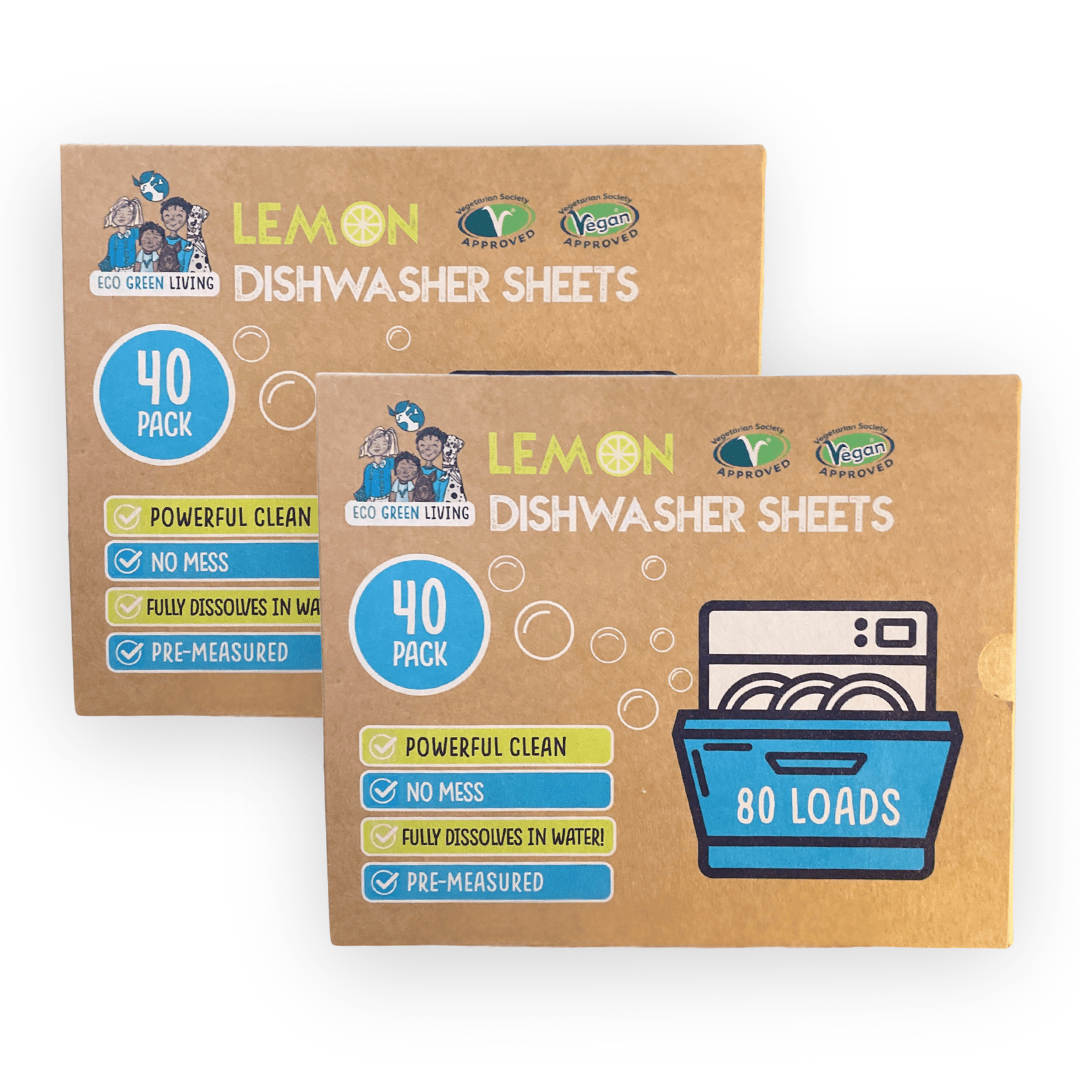 Eco Green Living Dishwasher Sheets – Lemon Scent | 2 Pack | 80 sheets - EcoGreenLiving