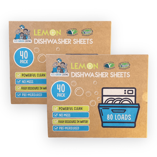Eco Green Living Dishwasher Sheets – Lemon Scent | 2 Pack | 80 sheets - EcoGreenLiving