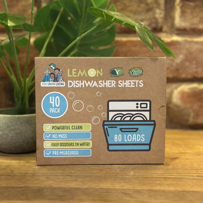 Eco Green Living Dishwasher Sheets – Lemon Scent | 40 Sheets - EcoGreenLiving