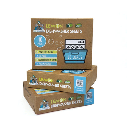 Eco Green Living Dishwasher Sheets – Lemon Scent | 40 Sheets - EcoGreenLiving