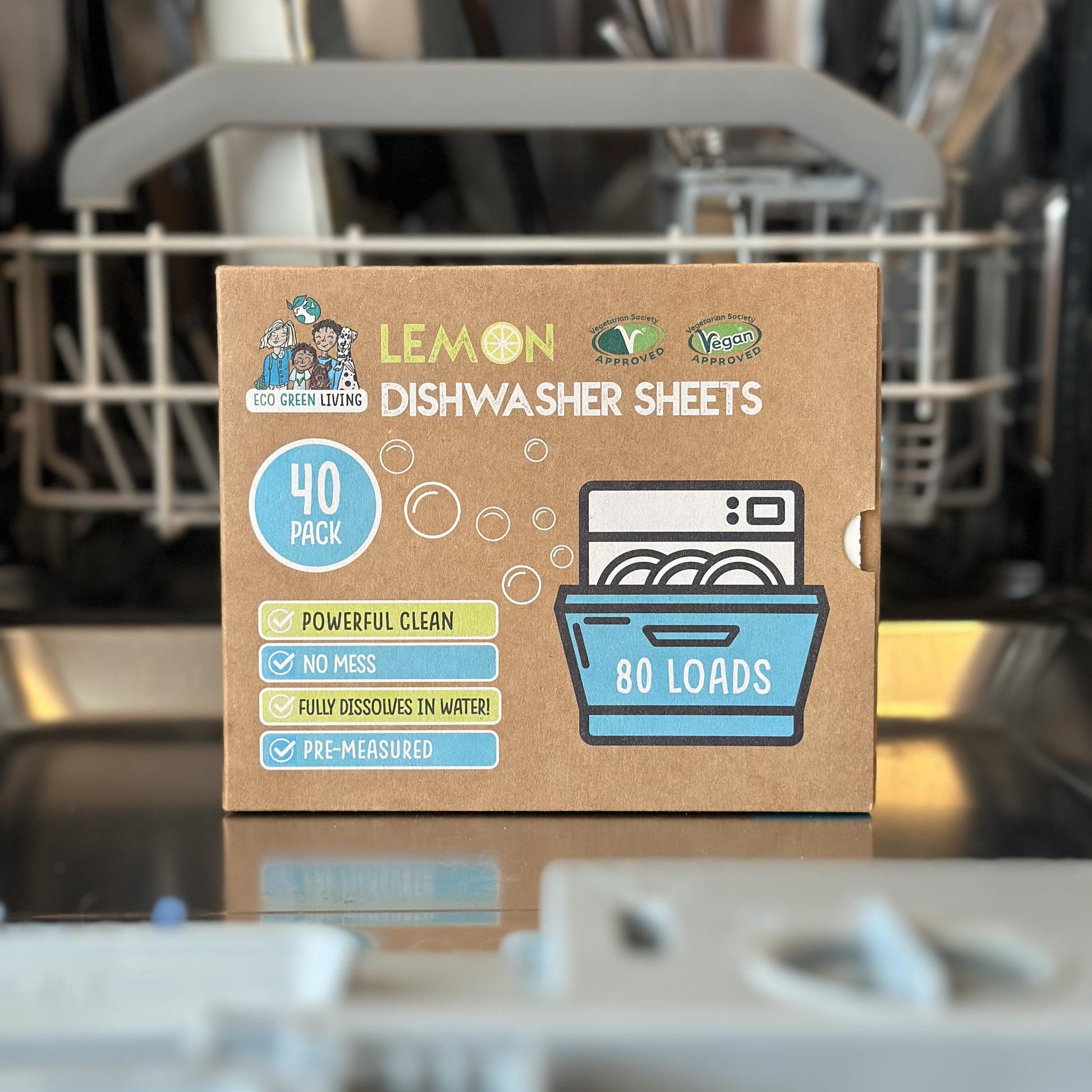 Eco Green Living Dishwasher Sheets – Lemon Scent | 40 Sheets - EcoGreenLiving